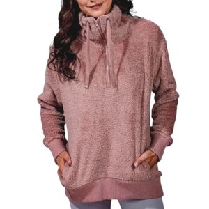 Member's Mark Cozy Sherpa Half Zip Pullover Jacket Pink Size XXL